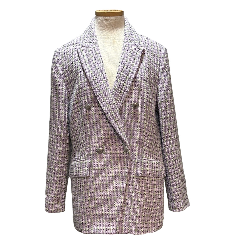 Loft sz 12 lavender and green tweed double breasted blazer